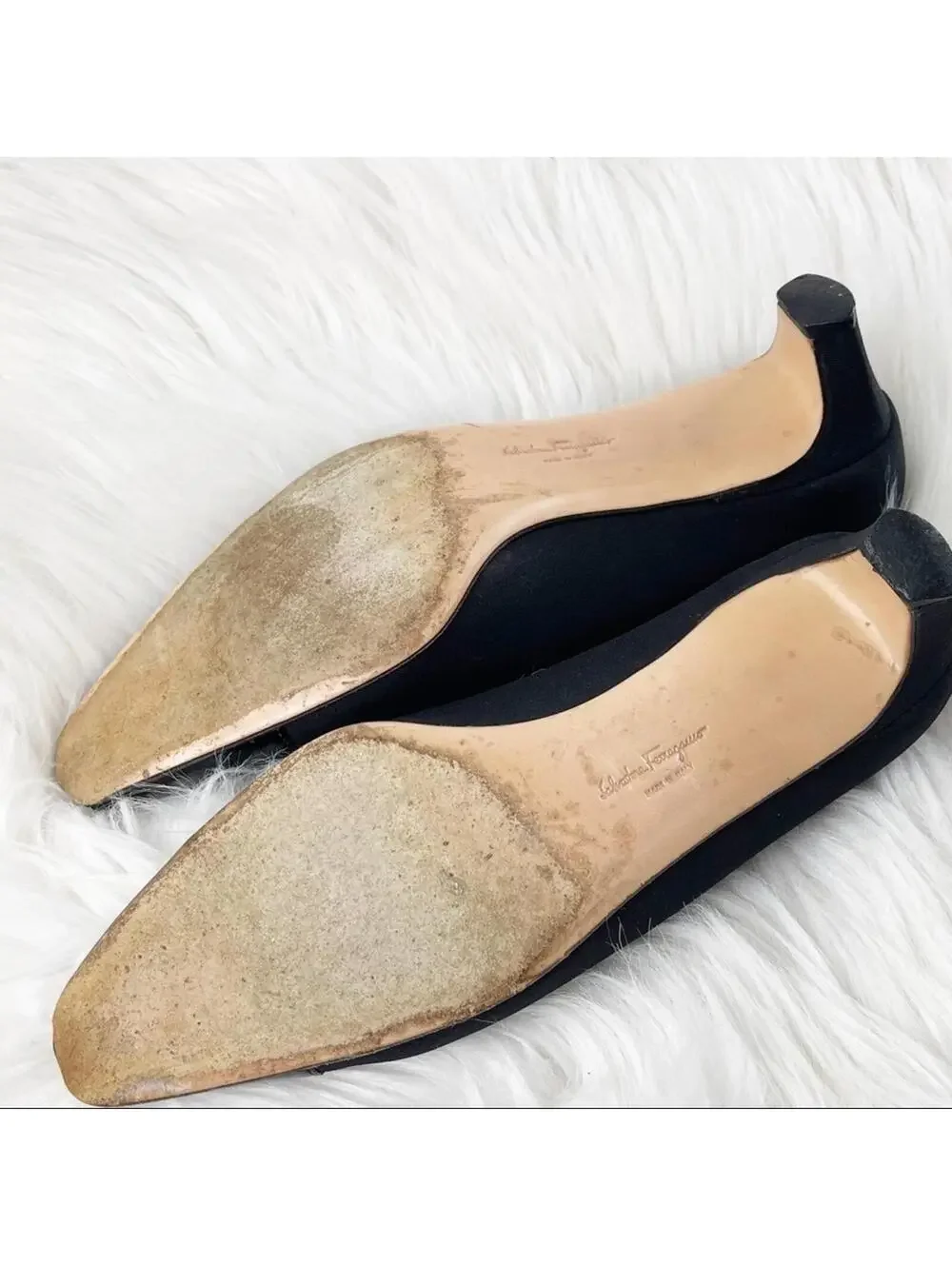 Salvatore Ferragamo Black Cap-Toe Heels 6.5 B